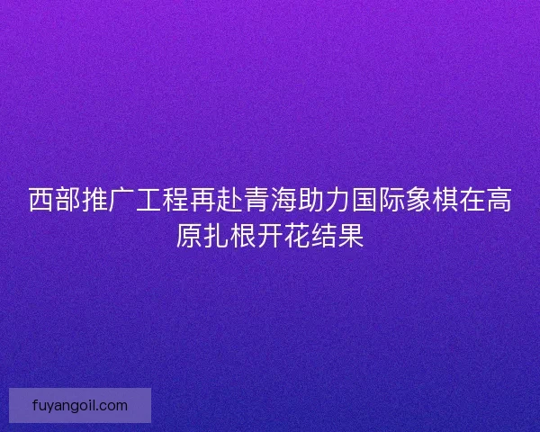 西部推广工程再赴青海助力国际象棋在高原扎根开花结果
